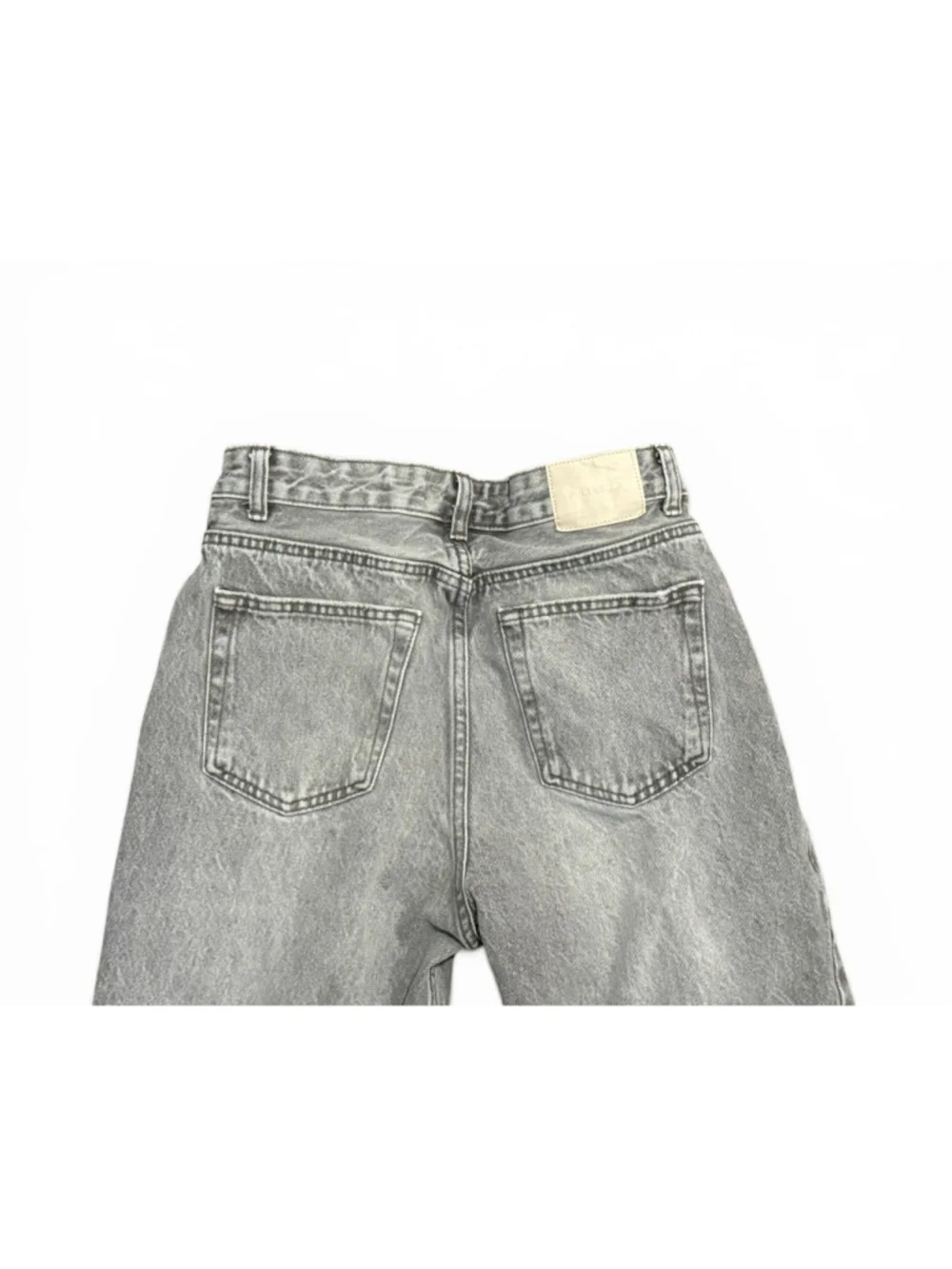 Pull & Bear Women's Acid Wash Gray Straight Leg Raw Hem High Rise Sz 2 - Picture 8 of 10